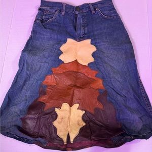 My Vintage Landlubber jeans modified into a skirt in 1977 by HighTide Leather Co